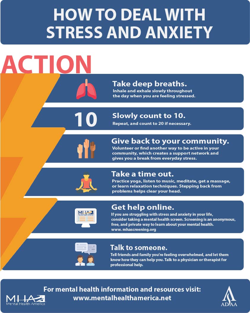 Infographic How To Deal With Stress And Anxiety Mental Health America